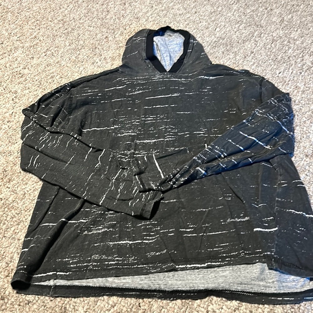 Black and white long sleeve shirt with hood X Large